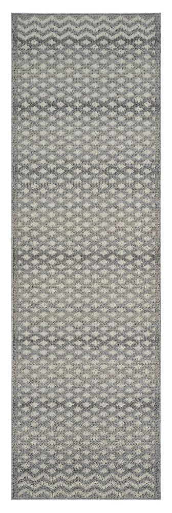 8' Gray And Beige Moroccan Distressed Runner Rug