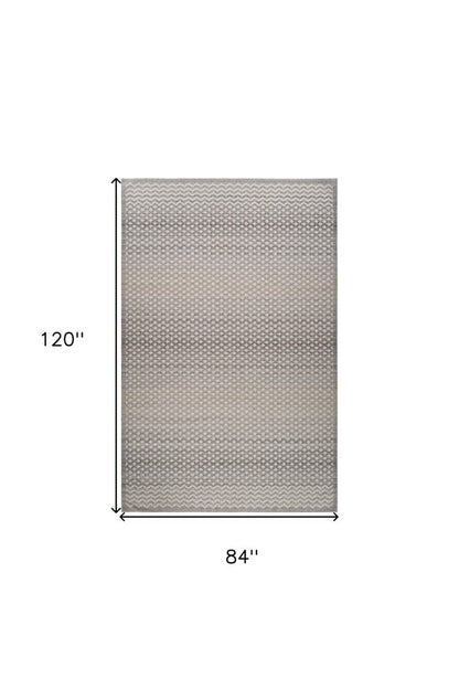 7' X 10' Gray and Beige Moroccan Distressed Area Rug