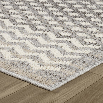7' X 10' Gray and Beige Moroccan Distressed Area Rug