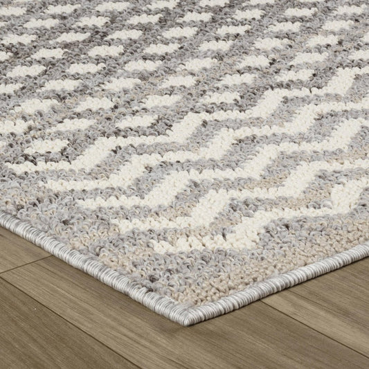 8' X 11' Gray and Beige Moroccan Distressed Area Rug