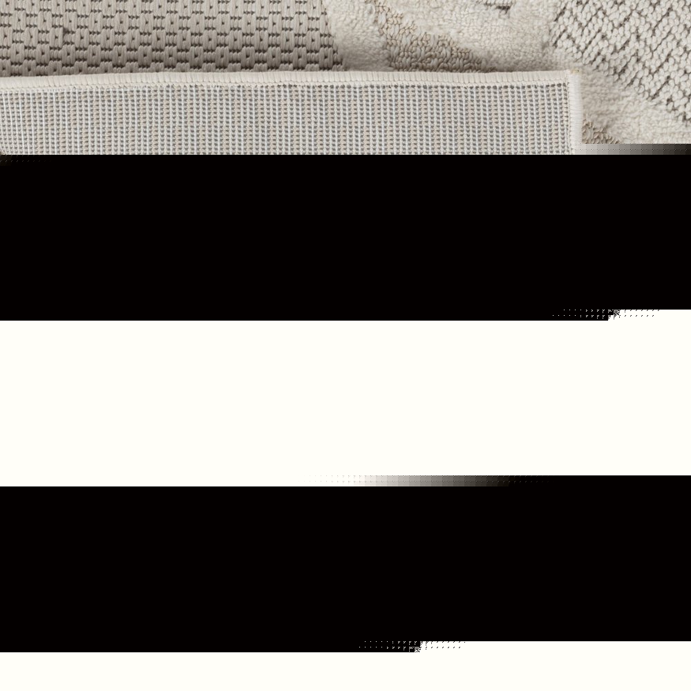 5' X 8' Cream and Beige Geometric Distressed Area Rug