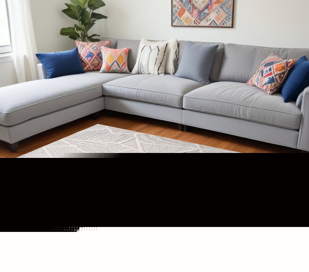 7' X 10' Cream and Beige Geometric Distressed Area Rug