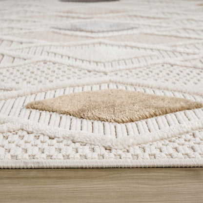 5' X 8' Cream and Beige Abstract Distressed Area Rug