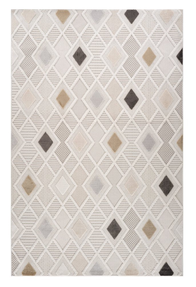 5' X 8' Cream and Beige Abstract Distressed Area Rug