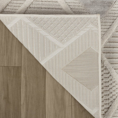 7' X 10' Cream and Beige Abstract Distressed Area Rug