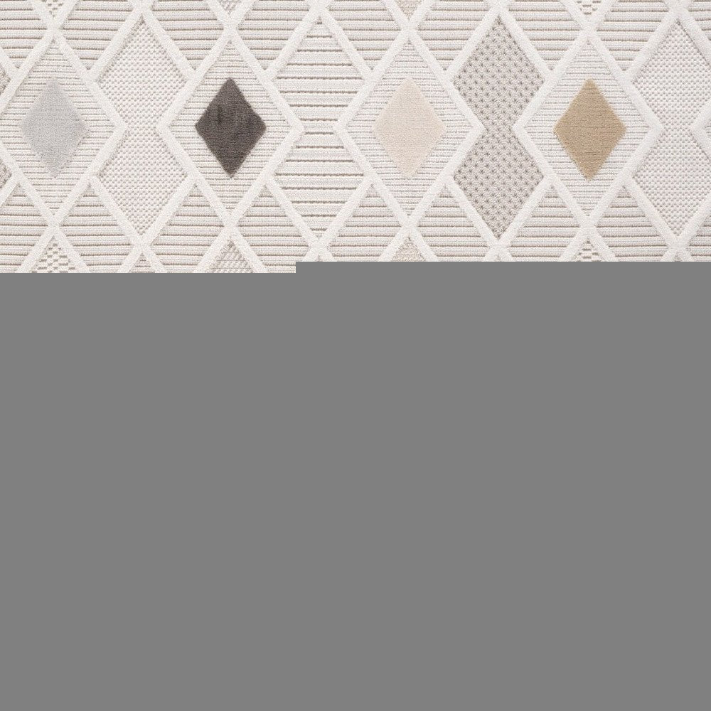 7' X 10' Cream and Beige Abstract Distressed Area Rug