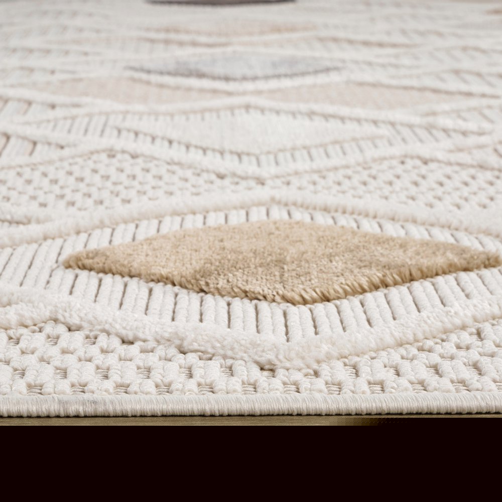 8' X 11' Cream and Beige Abstract Distressed Area Rug