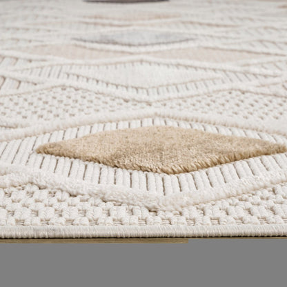 8' X 11' Cream and Beige Abstract Distressed Area Rug