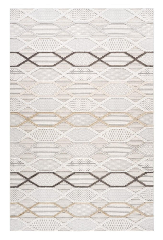 5' X 8' Cream and Beige Abstract Distressed Area Rug