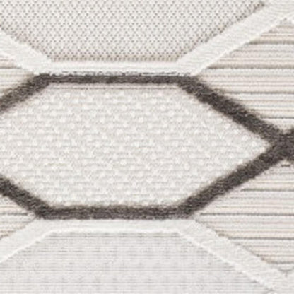 7' X 10' Cream and Beige Abstract Distressed Area Rug
