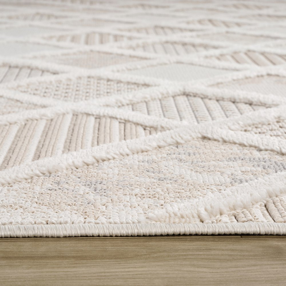 5' X 8' Cream and Beige Abstract Distressed Area Rug