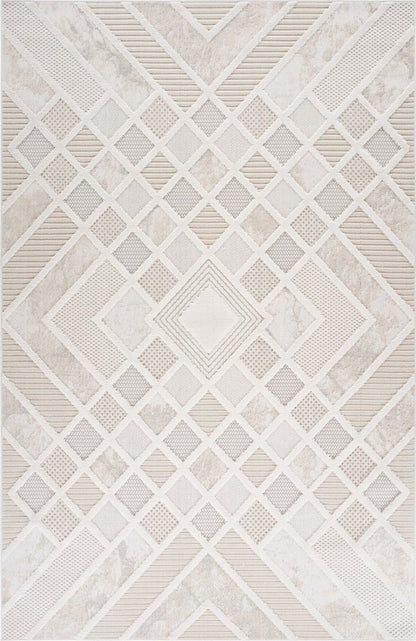 8' X 11' Cream and Beige Abstract Distressed Area Rug