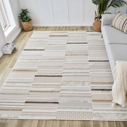 5' X 8' Gray and Beige Abstract Distressed Area Rug