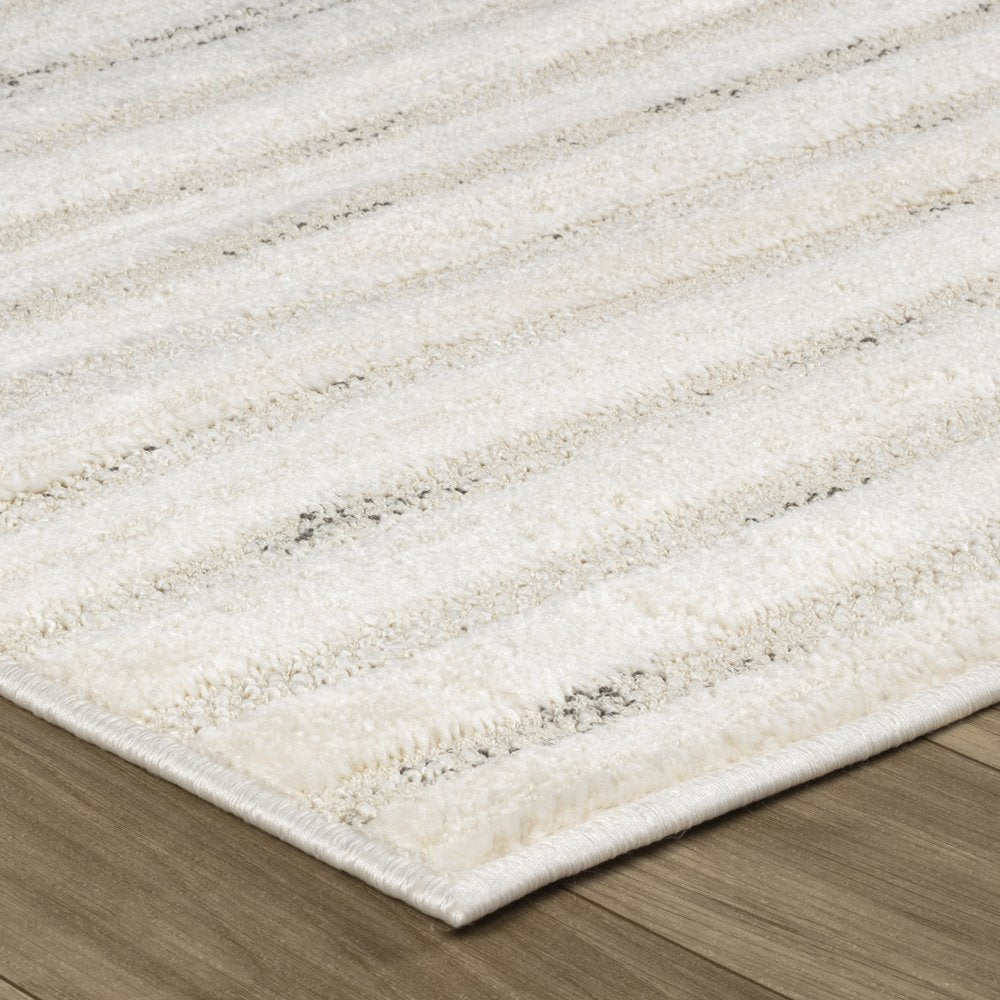 2' X 5' Cream and Beige Abstract Distressed Area Rug