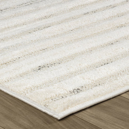 2' X 5' Cream and Beige Abstract Distressed Area Rug