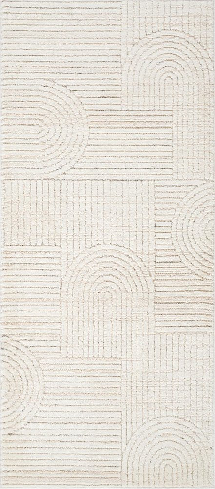 2' X 5' Cream and Beige Abstract Distressed Area Rug