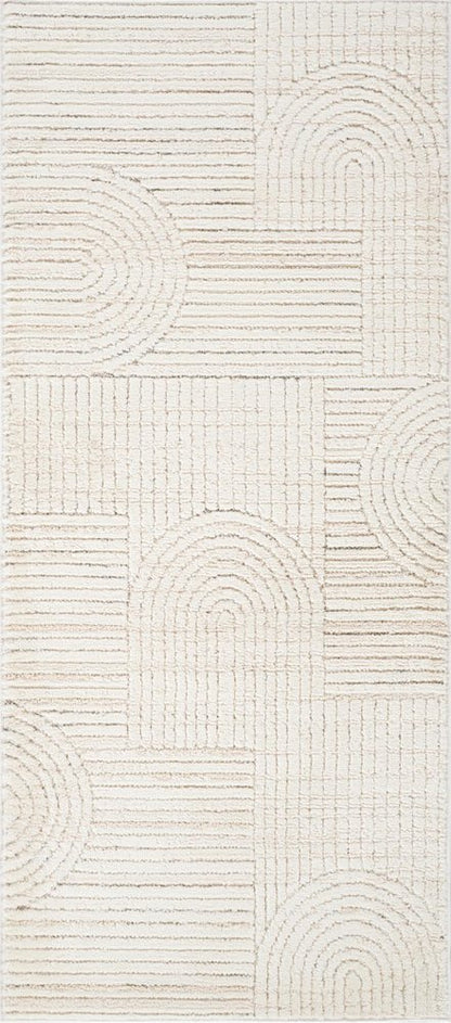2' X 5' Cream and Beige Abstract Distressed Area Rug