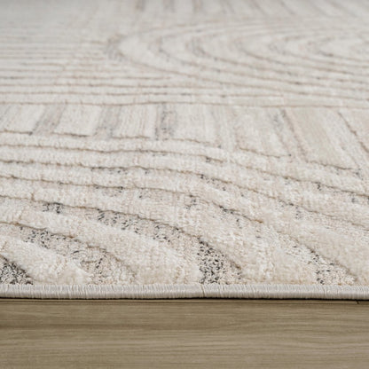 2' X 5' Cream and Beige Abstract Distressed Area Rug