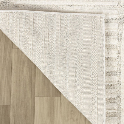 2' X 5' Cream and Beige Abstract Distressed Area Rug