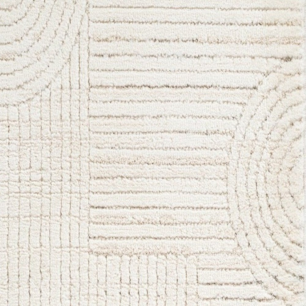 2' X 5' Cream and Beige Abstract Distressed Area Rug