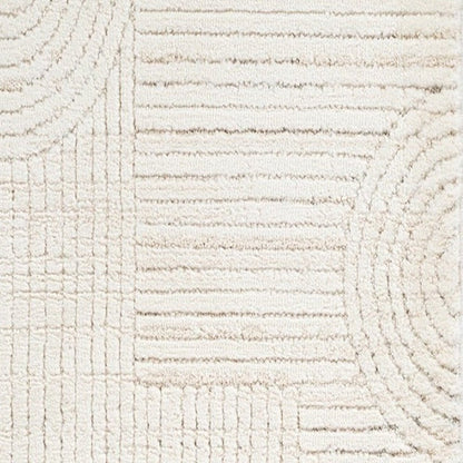 2' X 5' Cream and Beige Abstract Distressed Area Rug