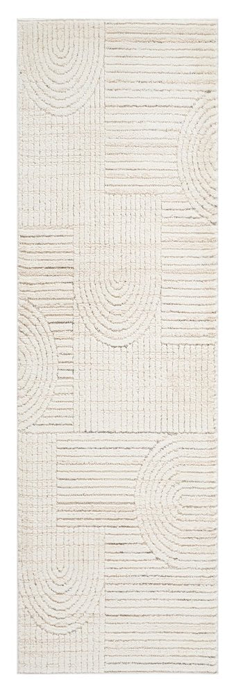 2' X 5' Cream and Beige Abstract Distressed Area Rug