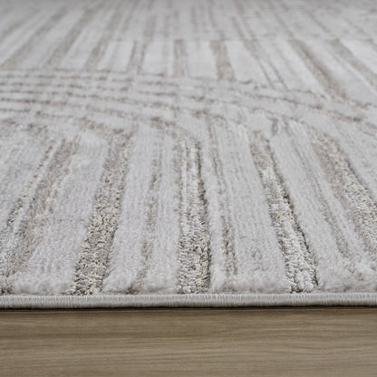 8' Gray And Ivory Abstract Distressed Runner Rug