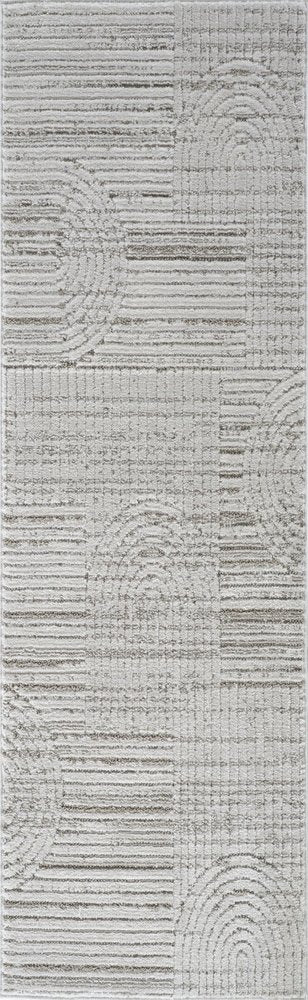8' Gray And Ivory Abstract Distressed Runner Rug
