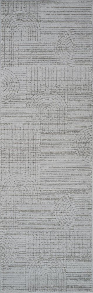 8' Gray And Ivory Abstract Distressed Runner Rug