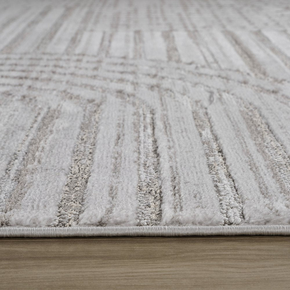 7' X 10' Gray and Ivory Abstract Distressed Area Rug