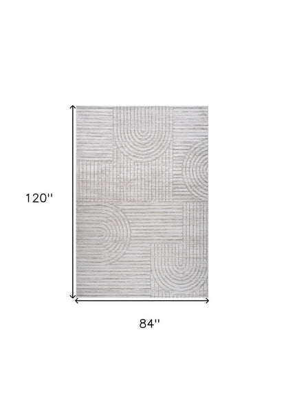 7' X 10' Gray and Ivory Abstract Distressed Area Rug