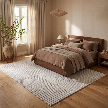 8' X 11' Gray and Ivory Abstract Distressed Area Rug