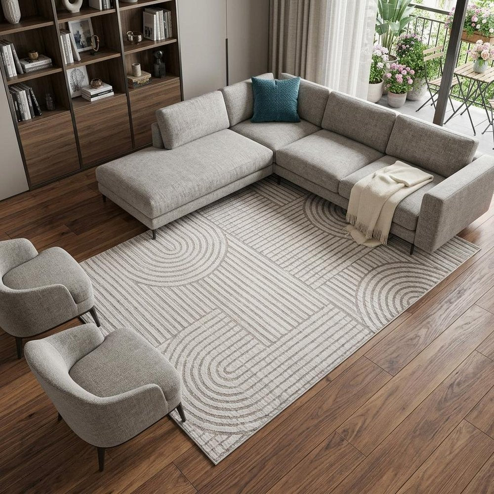 8' X 11' Gray and Ivory Abstract Distressed Area Rug