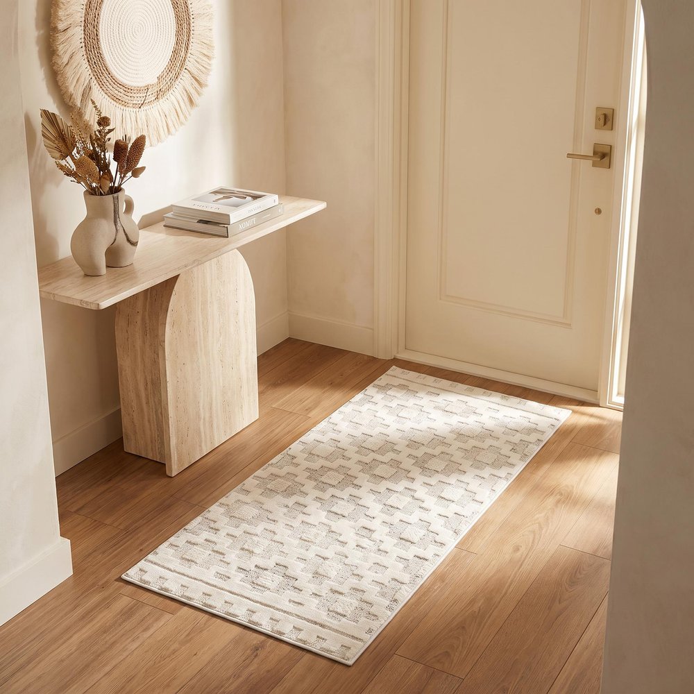 2' X 5' Gray and Beige Moroccan Distressed Area Rug