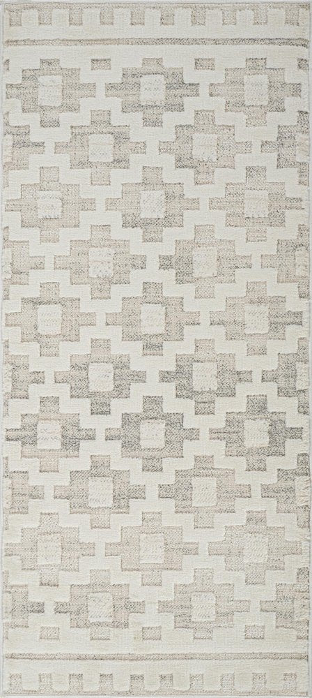2' X 5' Gray and Beige Moroccan Distressed Area Rug