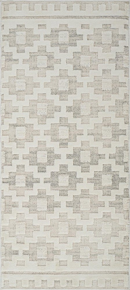 2' X 5' Gray and Beige Moroccan Distressed Area Rug