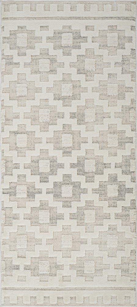 2' X 5' Gray and Beige Moroccan Distressed Area Rug