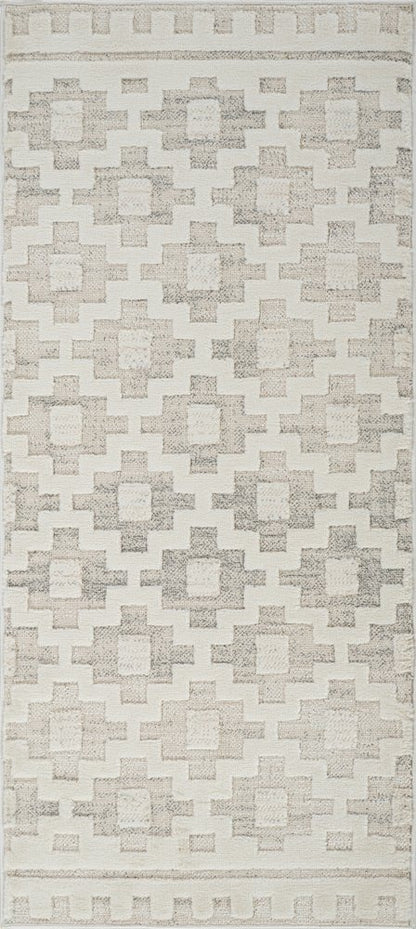 2' X 5' Gray and Beige Moroccan Distressed Area Rug