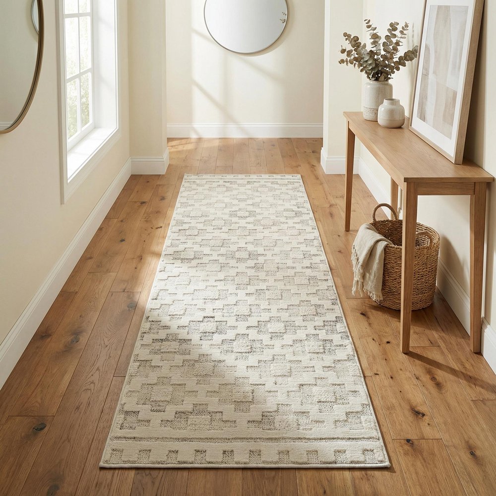 8' Gray And Beige Moroccan Distressed Runner Rug
