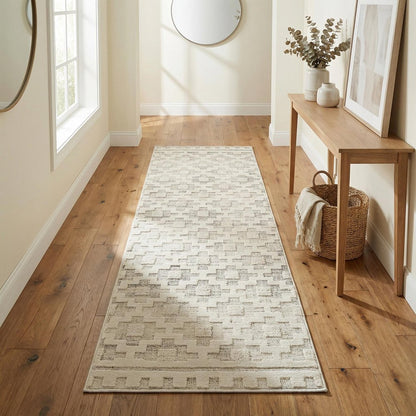 8' Gray And Beige Moroccan Distressed Runner Rug