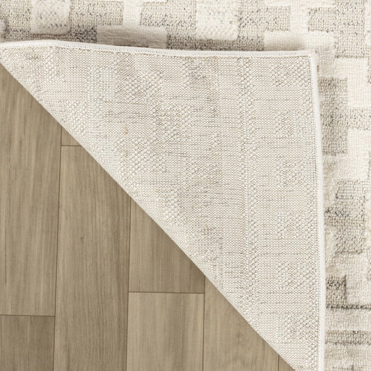 8' Gray And Beige Moroccan Distressed Runner Rug
