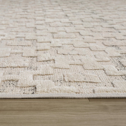 8' Gray And Beige Moroccan Distressed Runner Rug