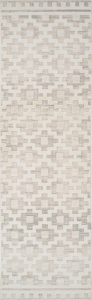 8' Gray And Beige Moroccan Distressed Runner Rug