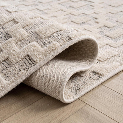 8' Gray And Beige Moroccan Distressed Runner Rug