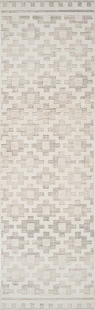 8' Gray And Beige Moroccan Distressed Runner Rug