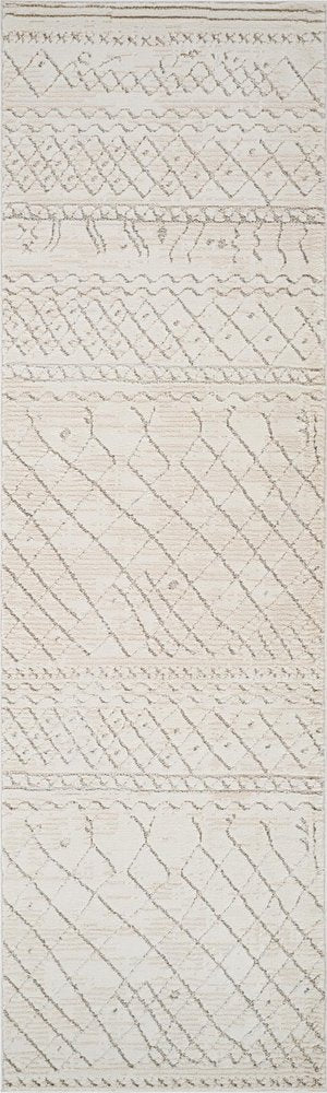 8' Gray And Beige Abstract Distressed Runner Rug