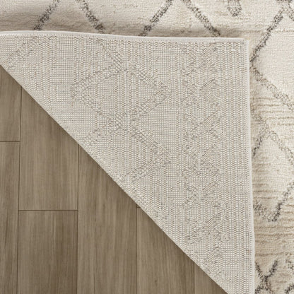 8' Gray And Beige Abstract Distressed Runner Rug
