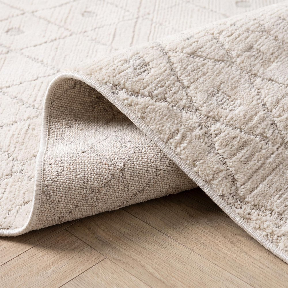 8' Gray And Beige Abstract Distressed Runner Rug