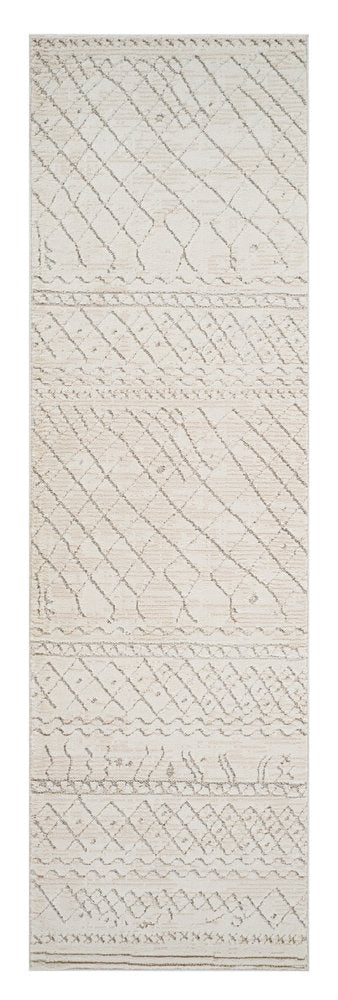 8' Gray And Beige Abstract Distressed Runner Rug