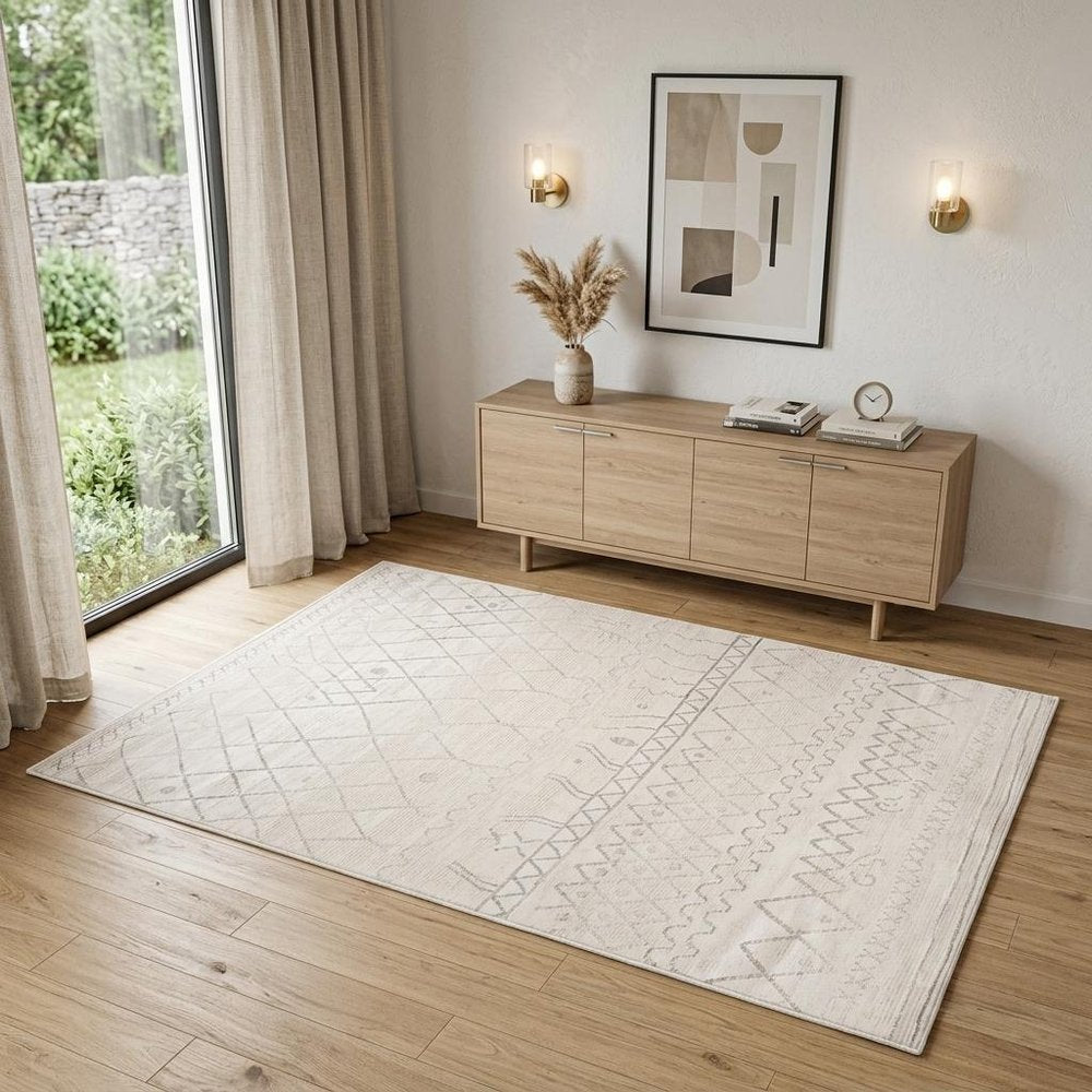 4' X 6' Gray and Beige Abstract Distressed Area Rug